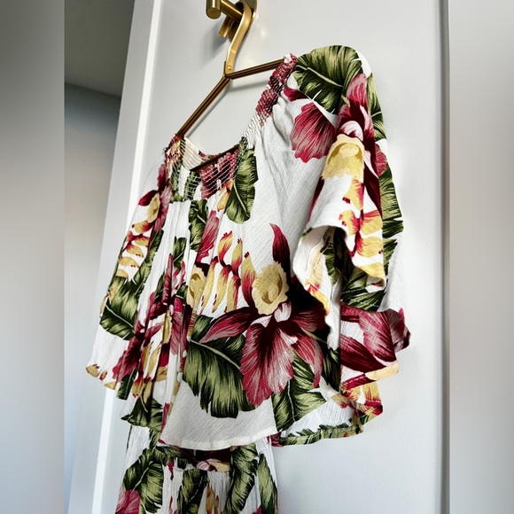 EUC Show Me Your Mumu Rosarita Romper XS Aloha Bloom Tropical Off Shoulder Boho - Picture 10 of 16